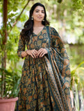 Jashiya KLOSIA Women Printed Anarkali Kurta and Pant Set with Dupatta