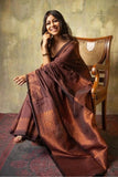Jashiyaa SGF11 Women's Kanjivaram Pure Soft Silk Saree With Unstitched Blouse Piece (Brown)