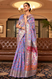 Jashiyaa SGF11 Women's Kanjivaram Pure Soft Silk Handloom Saree Pure Golden Zari With Blouse Piece (Light Purple)
