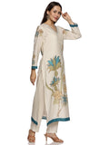Jashiya RAJMANDIRFABRICS Women's Cotton Hand Block Printed With Thread Work Straight Kurta Pant With Dupatta Set