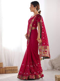 Jashiya Satrani Women's Vichitra Silk Embroidery Saree with Unstitched Blouse Piece