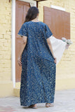 Jashiya Women's Pure Cotton Block Print Regular Rajasthani Jaipuri Maxi Nighty (Free Size, Black)