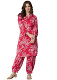 Jashiya rytras Women's Pure Cotton Printed Straight Kurta Set with Palazzo Pants - Ethnic Wear, Pink