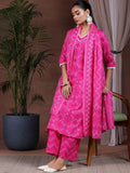 Jashiya MEERA FAB Women Printed Regular Pure Cotton Kurta with Palazzos & With Dupatta