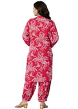 Jashiya rytras Women's Pure Cotton Printed Straight Kurta Set with Palazzo Pants - Ethnic Wear, Pink