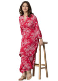 Jashiya rytras Women's Pure Cotton Printed Straight Kurta Set with Palazzo Pants - Ethnic Wear, Pink