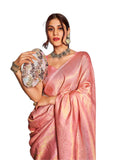 Jashiya SWORNOF Womens Kanjivaram Soft Silk Saree Patola saree With Blouse Piece (PINK)