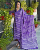 Jashiya MEERA FAB Women's Cotton Printed Straight Kurta with Palazzo & Dupatta Set Purple