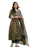 Jashiya KLOSIA Women Printed Anarkali Kurta and Pant Set with Dupatta