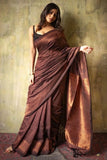 Jashiyaa SGF11 Women's Kanjivaram Pure Soft Silk Saree With Unstitched Blouse Piece (Brown)