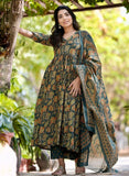 Jashiya KLOSIA Women Printed Anarkali Kurta and Pant Set with Dupatta