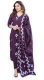 Jashiya Arayna Women's Pure Cotton Bandhani Print Ethnic Kurta Set with Palazzo Pants & Dupatta, Burgundy Wine, Medium