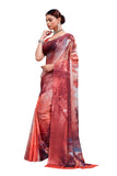 Jashiyaa Garden Vareli Floral Printed Satin Saree With Unstitched Blouse Piece - Multicolor