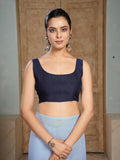 Jashiyaa Garden Vareli Shaded Slub Taspa Saree with Unstitched Blouse Piece - Blue