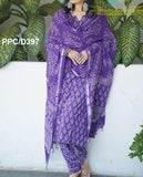 Jashiya MEERA FAB Women's Cotton Printed Straight Kurta with Palazzo & Dupatta Set Purple
