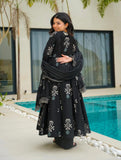 Jashiya KLOSIA Women Printed Anarkali Kurta and Pant with Dupatta Set (in, Alpha, 2XL, Black)