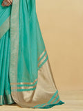 Jashiyaa SWORNOF Womens Linen Letest Designer Saree with Unstitched Blouse With Boluse Piece (FIROZY)