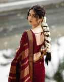 Jashiyaa SIRIL Women's Soft Banarasi Silk Jacquard Saree with Unstitched Blouse Piece (Dark Maroon)