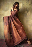 Jashiyaa SGF11 Women's Kanjivaram Pure Soft Silk Saree With Unstitched Blouse Piece (Brown)