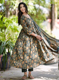 Jashiya KLOSIA Women Printed Anarkali Kurta and Pant Set with Dupatta