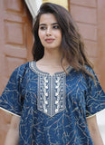 Jashiya Women's Pure Cotton Block Print Regular Rajasthani Jaipuri Maxi Nighty (Free Size, Black)