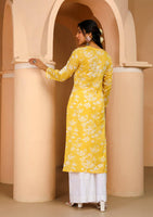 Jashiya GoSriKi Women's Cotton Blend Chikankari Embroidered Straight Kurta