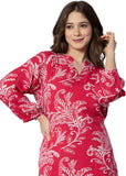 Jashiya rytras Women's Pure Cotton Printed Straight Kurta Set with Palazzo Pants - Ethnic Wear, Pink