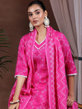 Jashiya MEERA FAB Women Printed Regular Pure Cotton Kurta with Palazzos & With Dupatta