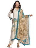 Jashiya RAJMANDIRFABRICS Women's Cotton Hand Block Printed With Thread Work Straight Kurta Pant With Dupatta Set