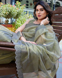 Jashiya Yashika Women's New Bollywood Soft Tissue Silk Saree With Blouse Material |saree for Women | New Sari | Latest Saree (AZ-YS-P1-RIPALI YELLOW)