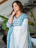 Jashiya Arayna Women's Pure Cotton Block Printed Ethnic Kurta Set with Palazzo & Dupatta, White, Medium