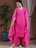 Jashiya MEERA FAB Women Printed Regular Pure Cotton Kurta with Palazzos & With Dupatta