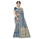 Jashiya Yashika Women's Trendy Banarasi Kanjivaram Rama Color Art Silk Saree with Blouse Material