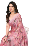 Jashiya MIRCHI FASHION Chiffon Georgette Floral Printed Sarees for Women with Blouse Piece (40771-Peach)
