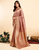 Jashiya SIRIL Women's Pure Kanjivaram Silk Saree Soft Sarees Banarasi Style With Blouse Piece For Wedding (Light Pink)