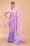 Jashiyaa Garden Vareli Women Viscose Brasso Floral Print Saree With Unstitched Blouse Piece Purple