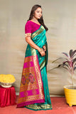 Jashiyaa C J Enterprise Women's Banarasi Saree Pure Kanjivaram Silk Saree Soft Design Wear Pattu Sarees Latest Cotton With Blouse Piece for Wedding sadi new ladies 2025 Nath paithani Rama-Pink