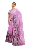 Jashiyaa Garden Vareli Women Viscose Brasso Floral Print Saree With Unstitched Blouse Piece Purple Magenta