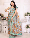 Jashiya Yashika Women's Tussar Silk With Lace Printed Sari Saree with Blouse|saree for Women | Saree | New Sari | Latest Saree (AZ-YS-P1-RAJAL LIGHT GREEN LACE)