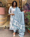 Jashiya Nermosa Block Printed Kurta set for Women with Dupatta