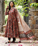 Jashiya Nermosa Women Printed Anarkali Kurta and Pant Set with Dupatta
