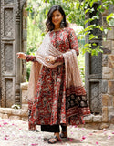 Jashiya Nermosa Women Printed Anarkali Kurta and Pant Set with Dupatta