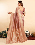 Jashiya SIRIL Women's Pure Kanjivaram Silk Saree Soft Sarees Banarasi Style With Blouse Piece For Wedding (Light Pink)
