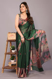 Jashiyaa MIRCHI FASHION Chiffon Georgette Tie Dye Printed Sarees for Women with Blouse Piece (Dark Green, Coral Pink, Beige)