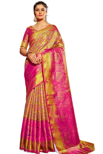 Jashiyaa SWORNOF Women's kanjivaram banarasi silk saree for Patola festival Wedding silk with rich pallu Design sarees for women with blouse piece RANI