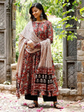 Jashiya Nermosa Women Printed Anarkali Kurta and Pant Set with Dupatta