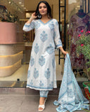 Jashiya Nermosa Block Printed Kurta set for Women with Dupatta