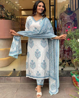 Jashiya Nermosa Block Printed Kurta set for Women with Dupatta