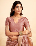 Jashiya SIRIL Women's Pure Kanjivaram Silk Saree Soft Sarees Banarasi Style With Blouse Piece For Wedding (Light Pink)