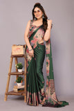 Jashiyaa MIRCHI FASHION Chiffon Georgette Tie Dye Printed Sarees for Women with Blouse Piece (Dark Green, Coral Pink, Beige)
